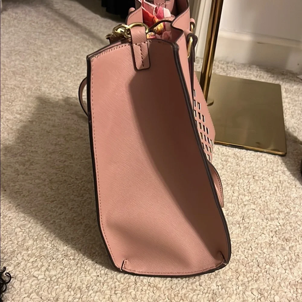 Trina Turk Pink Geometric Cutout Tote - Picture 7 of 12